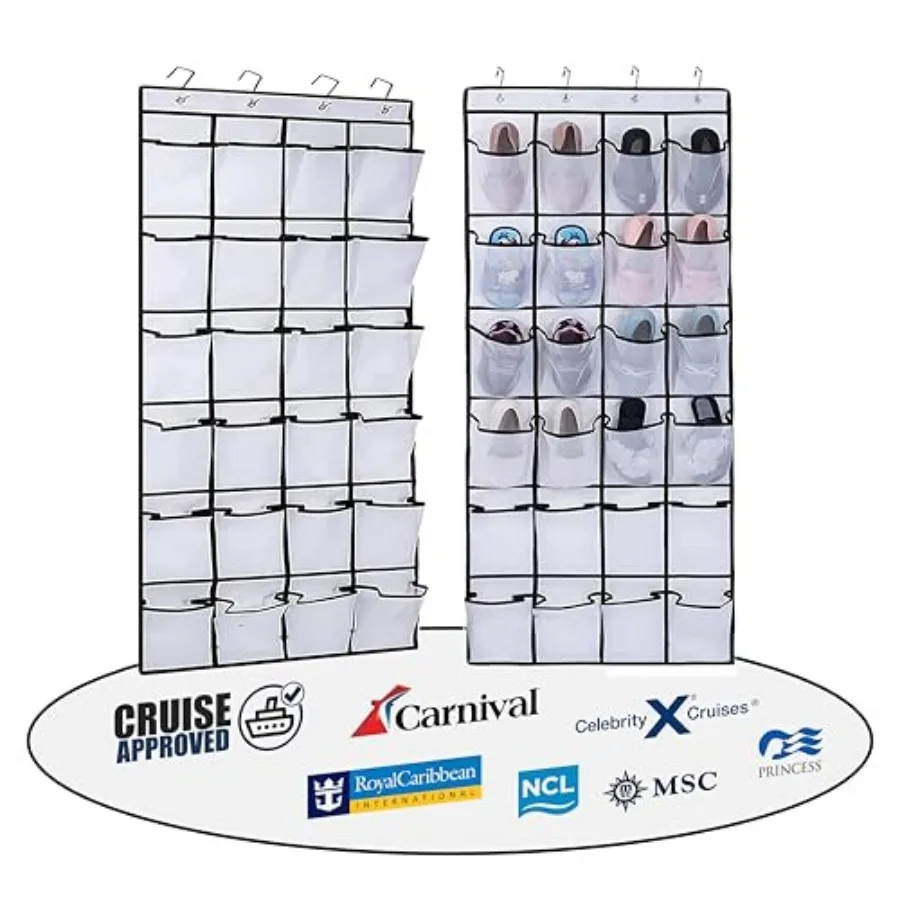 

Cruise Cabin Over Door Organizer for Shoes, Toiletries and Accessories 24 Pockets Tested on All Cruise Lines such as Carnival,