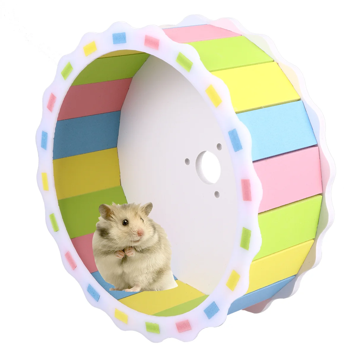 

Hamster Wooden Running Wheel Playing Toys Funny Pet Silence Running Toy Pet Supplies (Colorful, 17cm)