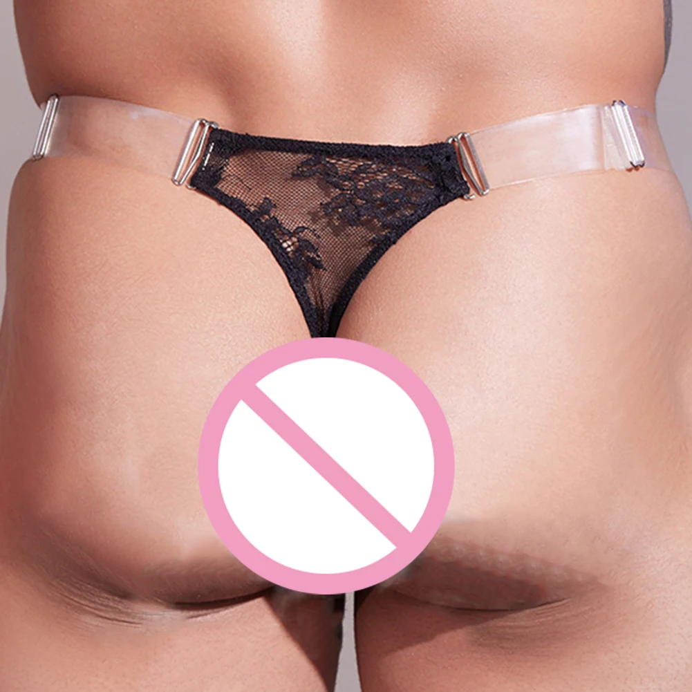 

Adjustable Strap Mens Lace Breathable G-String Underwear Bikini Low Rise Pouch Briefs Thong Erotic Underpants