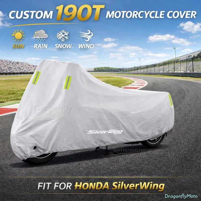 

Чехол для мотоцикла Honda FCS600 Silver Wing SilverWing GT400 600, серебристый, водонепроницаемый, защита от УФ-излучения, дождя, пыли, солнца, для улицы и дома
