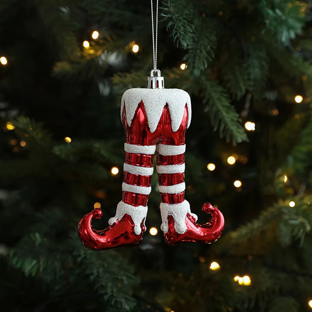 

Cartoon Christmas Elf Pendant Santa Claus Plastic Snowman Hanging Ornaments Shatterproof Shiny Red Xmas Tree Pendant