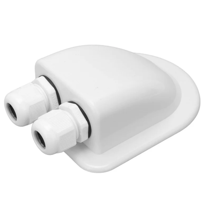 Solar Gland Double Cable Entry IP68 Waterproof ABS Mount Housing Accessory For RV Yacht White/Black