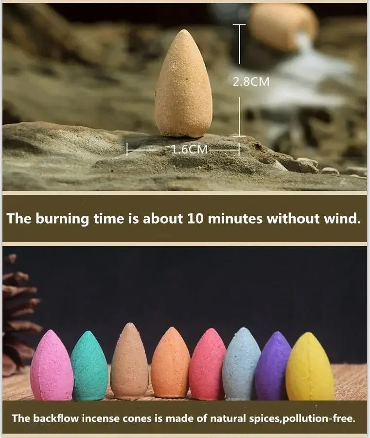 Free 20Pcs Incense cones Creative Home Decor Backflow Stick Incense Burner Ceramic Censer Home Decoration Use In Home Teahouse view 6