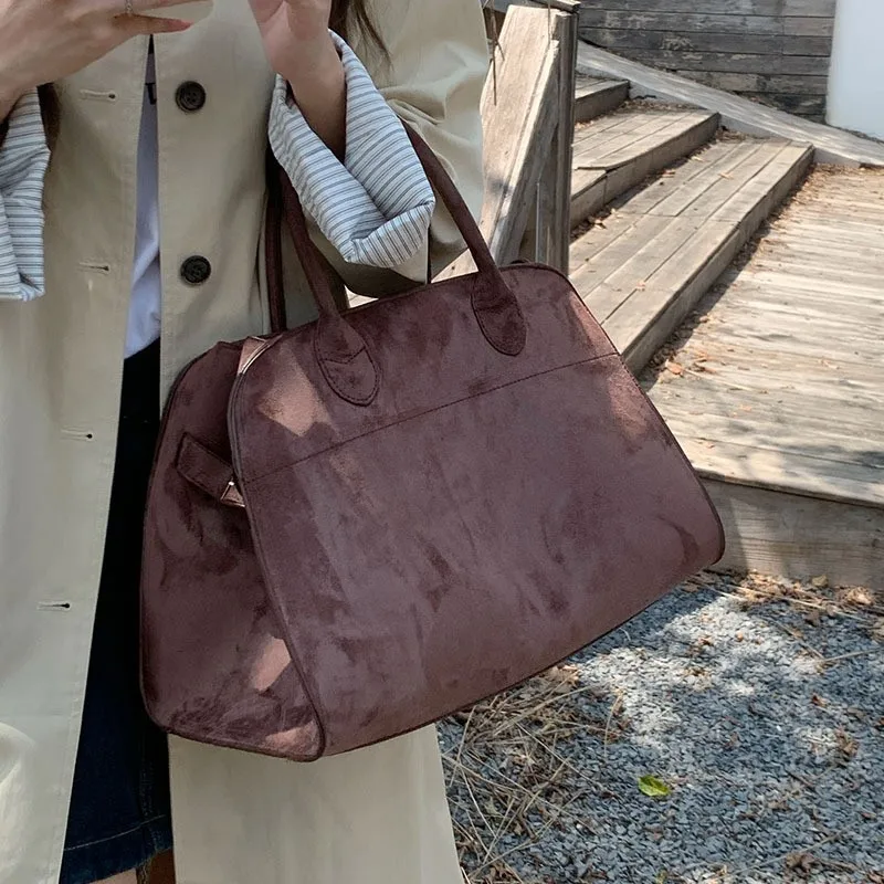 Otoño e Invierno nuevo bolso de mano de gamuza de imitación vintage bolso de gran capacidad para mujer bolso de hombro para ir al trabajo bolso de compras