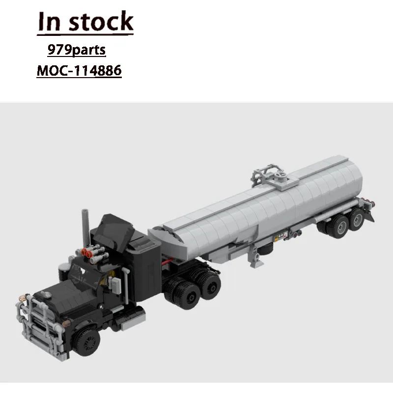 

MOC-114886 City Oil Tanker Truck and Trailer Building Block Model, 979 Parts, Boys' and Children's Birthday Christmas Toy Gift
