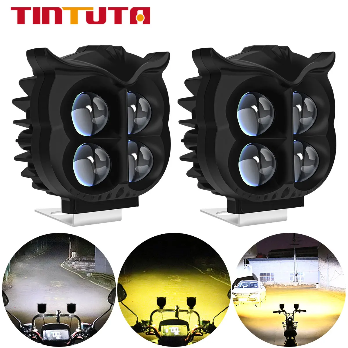 

Motorcycle Headlight Spotlights Owl Style Motorcycle Driving Light Headlight Motorbike Scooter Fog Running Lamp High Brightness