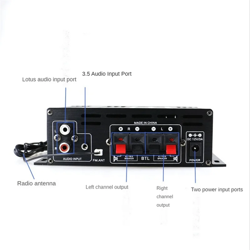 

Ak380 800W 12V Power Amplifier Bluetooth Stereo Home Car BASS Audio Amp Music Player Car Speaker Class D FM USB/SD Replacement-Y