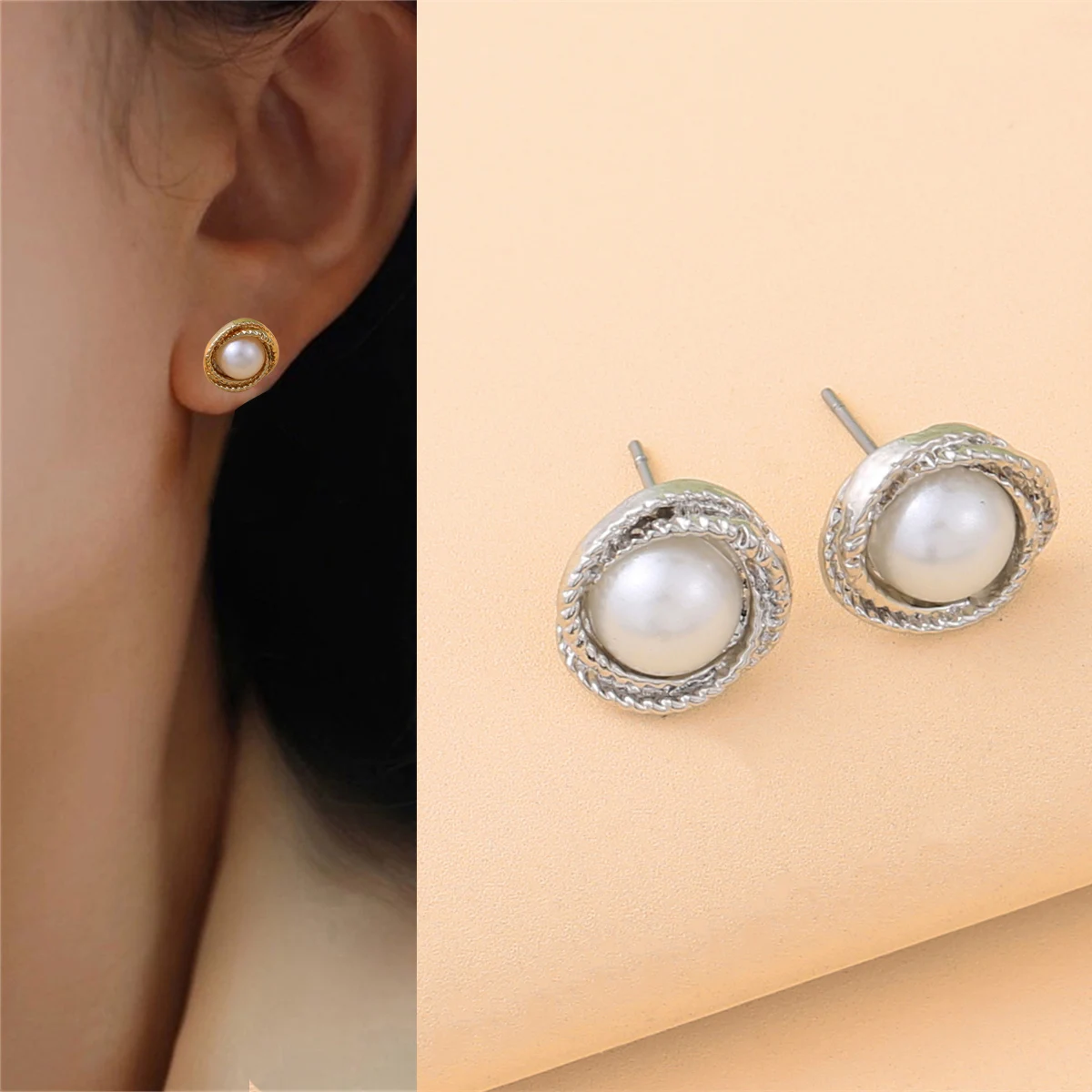 CARTER LISA Simple Mature Lady Imitation Pearl Earrings Fashionable Temperament Elegant for Women Ear Jewelry Daily Wedding Gift