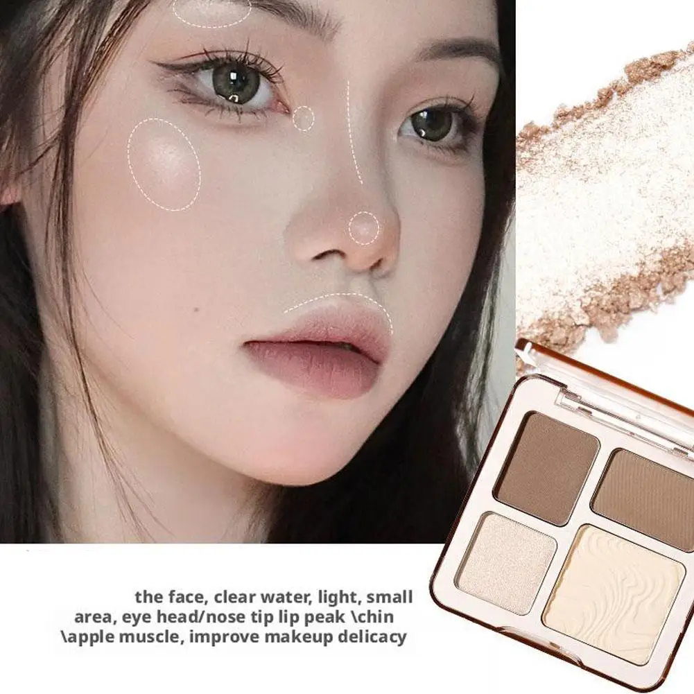 Paleta do konturowania twarzy z matowymi rozświetlaczami i bronzerami, 4 kolory, długotrwały makijaż, cienie do konturowania twarzy, kosmetyki do stylizacji.