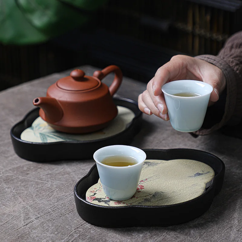 

Chinese Style Coarse Ceramic Tea Tray Teapot Tray Drainage Water Storage Trays Tea Set Saucer Tea Ceremony Decor Accessories