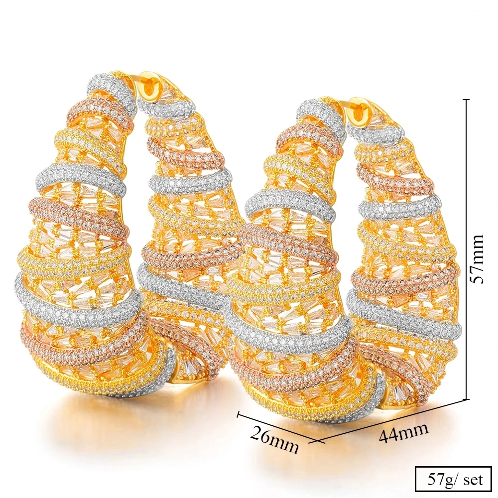 

missvikki Trendy Luxury Big Gorgeous Earrings For Women Girl Daily Birthday Fashion Gift Bridal Wedding Show Trendy Jewelry