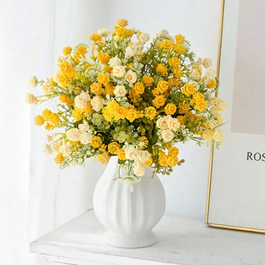 

Silk Artificial Flowers Wedding Home Living Room Decor Nuptial Sala Outdoor Yard Wreath Bridal Bouquets DIY Table Vase OrnamentS