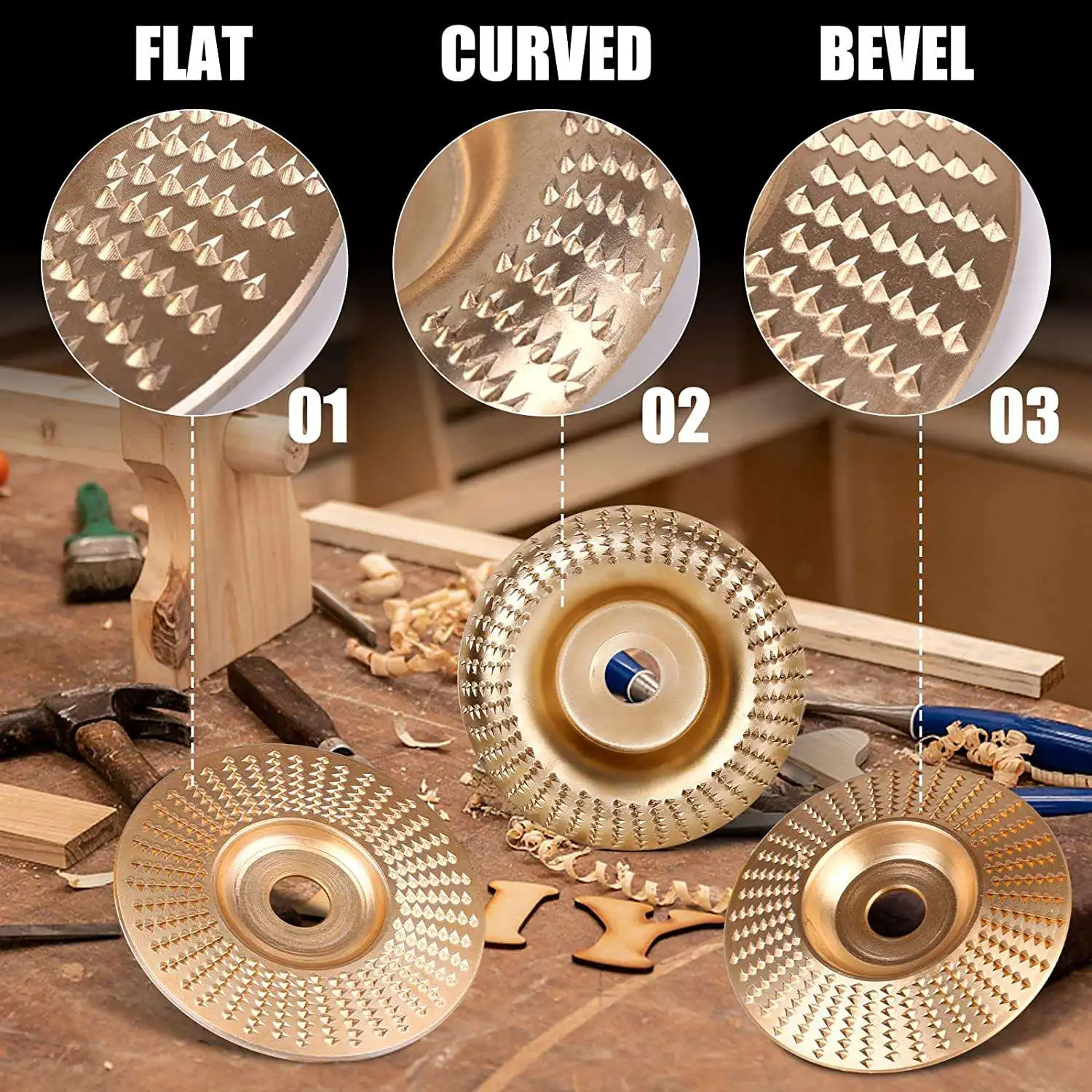 COFA-Wood Carving Discs Set Angle Grinder Wood Carving Disc Grinder Wheel Compatible With 4Inch And 4-1/2Inch Angle Grinders