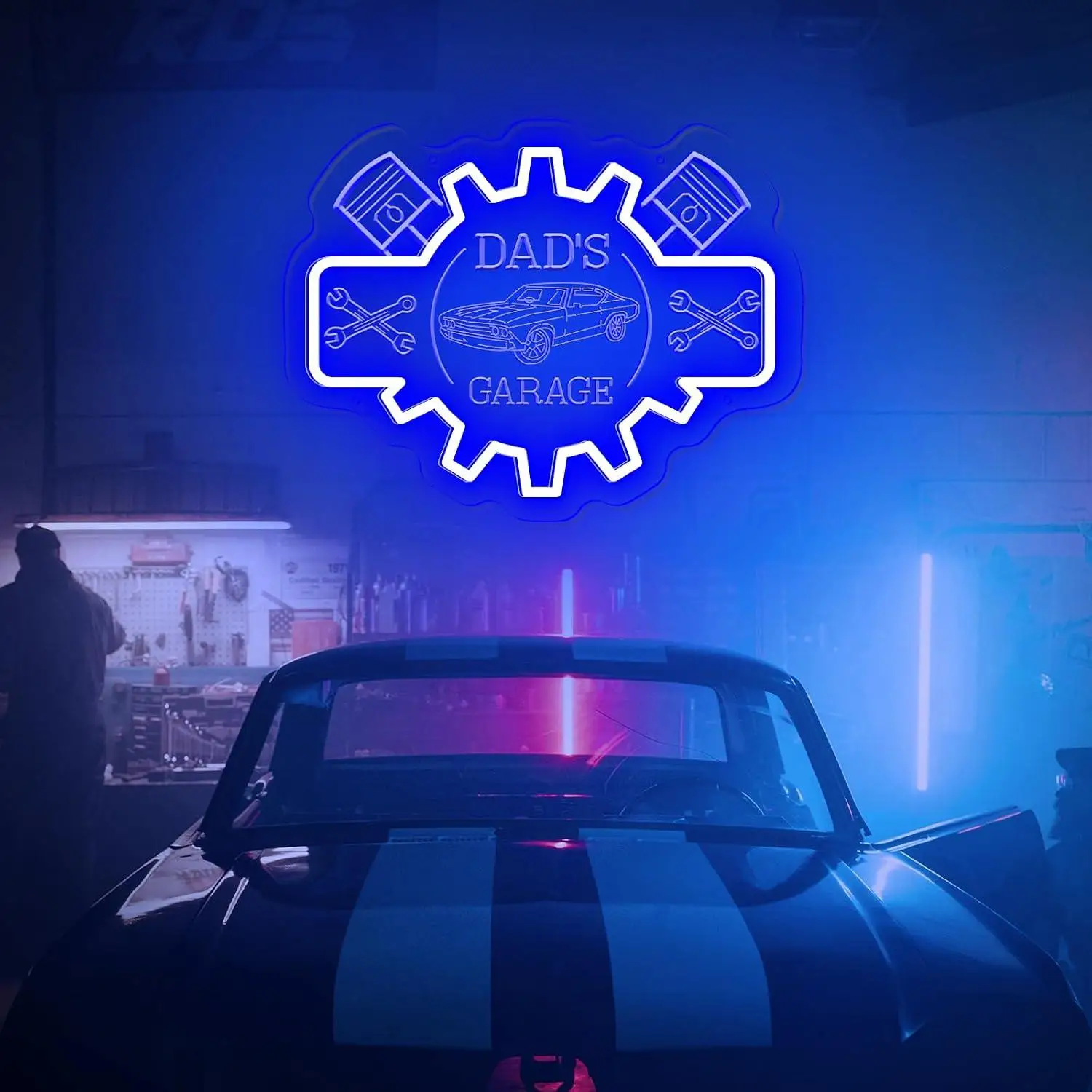 Dad's Garage Neon Sign USB Dimmable LED Lights For Workshop Repair Shop Man Cave Carport Father Birthday Wall Display Gifts