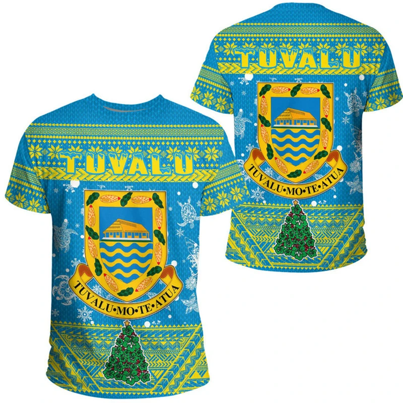 Tuvalu Men's T-shirts Casual Loose Round Neck TV National Flag Short Sleeve Tees Tops Clothing Oversized Tee Shirts Streetwear