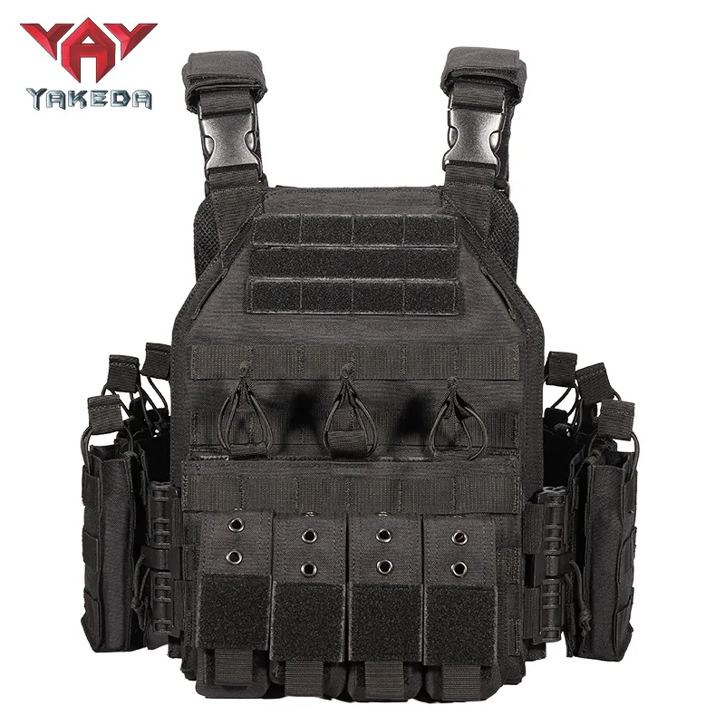 YAKEDA 1000D Nylon Plate Carrier Vest Outdoor Hunting Protective Adjustable Molle Vest for Airsoft Combat