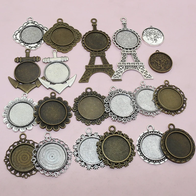 10pcs/lot 20mm Inner Size 4 Colors Classic Style Cabochon Base Setting Charms Pendant