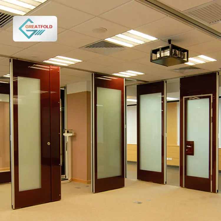 Office Partition,Aluminium Double Glazed Operable Wall Partition Custom Size Movable Folding Glass Wall For Office & School Inte
