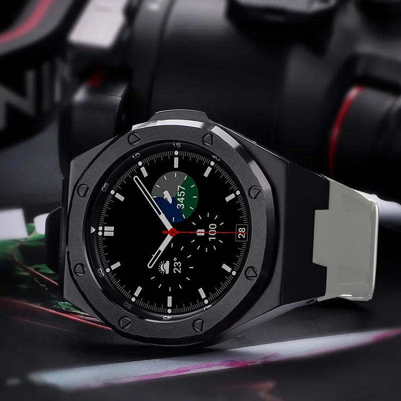 Модифицированный комплект резинового ремешка для Samsung Galaxy Watch 4 Classic 46 мм, корпус из нержавеющей стали, браслет, браслет, часы 4 Classic, 46 мм