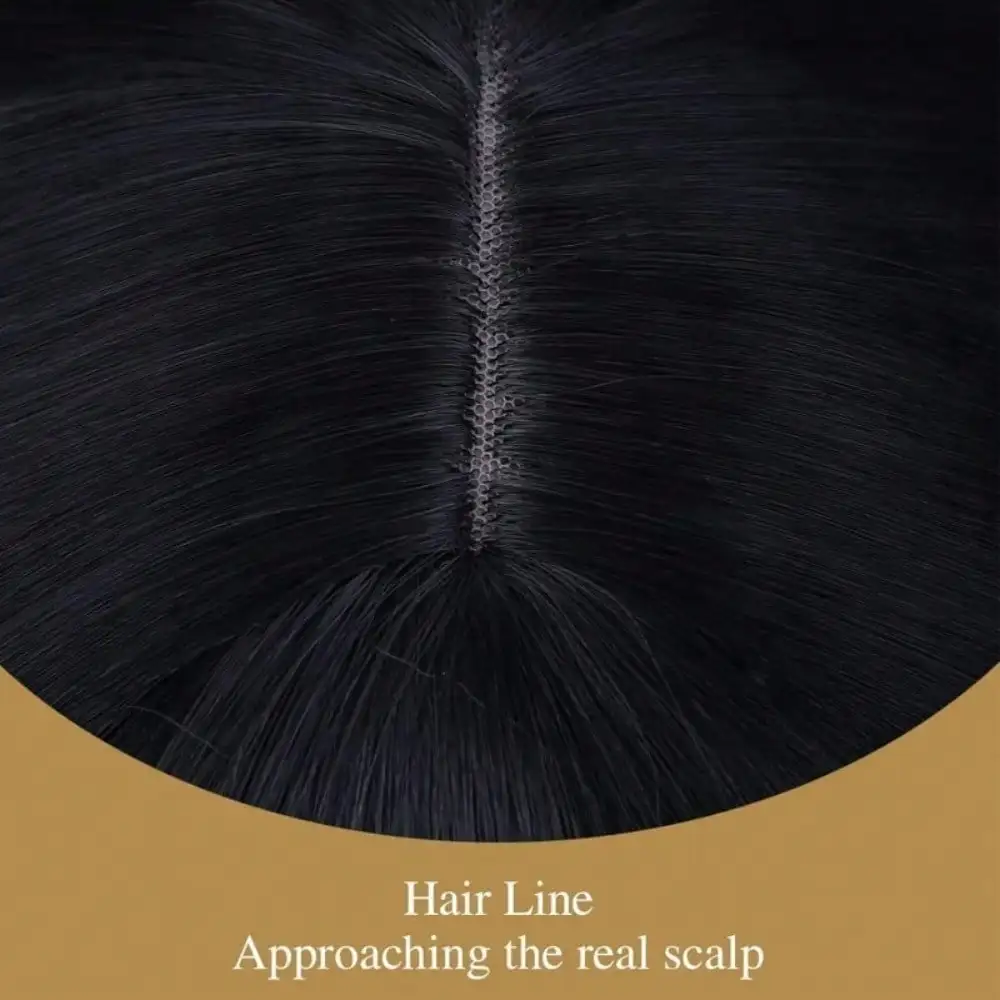 28in Black Long Straight Wig, High-Temperature Fiber Synthetic Hair with Rose Mesh Cap,  Smooth Straight Hair for Wome