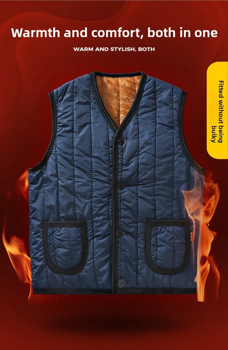 

2025 Men's Winter Vest Autumn Men's Velvet Vest and Vest Keep Warm Waistcoat Sleeveless Sweater Black Vest,Blue куртка мужская