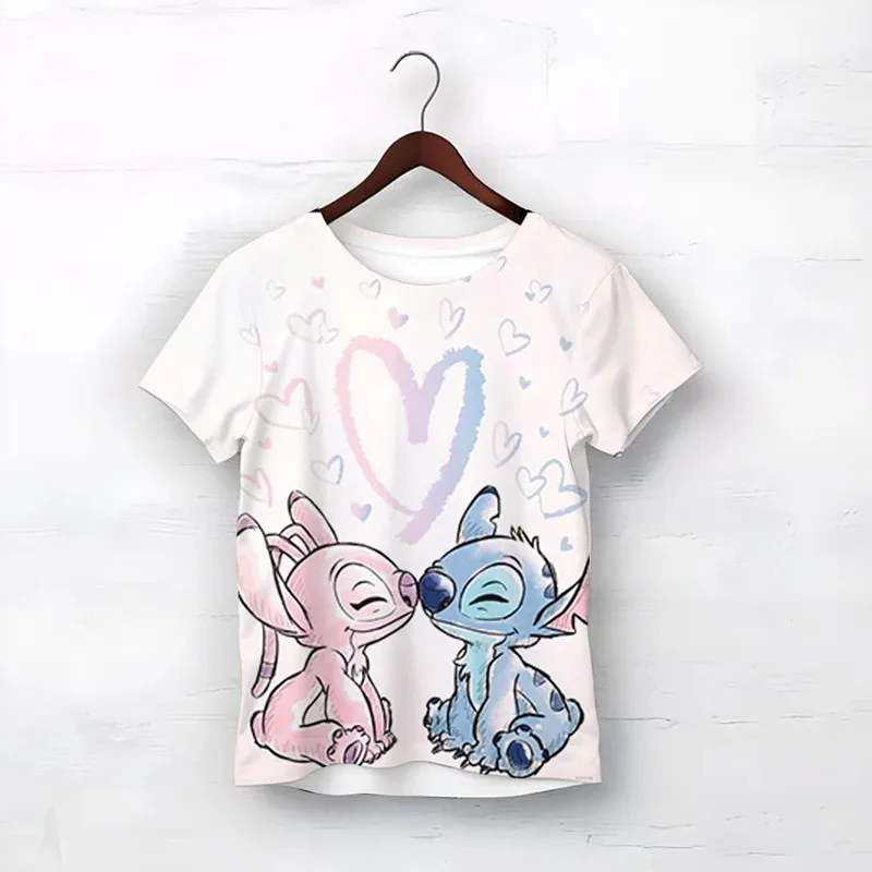 

Girls kawaii stitch T-shirt child girl clothing casual tees children clothes 2025 summer short sleeve kids boy cartoon tee tops