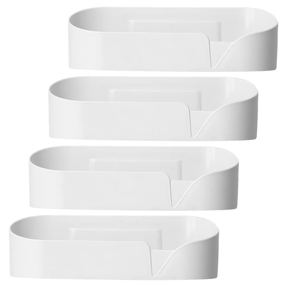 

4 Pcs Wall Shelf Go Carts Kitchen Seasoning Adhesive Rack Hanging Pp Shower Organizer Nail-free Bathroom Draining Tray