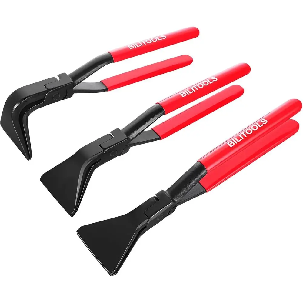 

3-Piece Hand Seamer and Bending Pliers Set for Sheet Metal, Including Straight, 45°, and 90° Tools with Ergonomic Grip