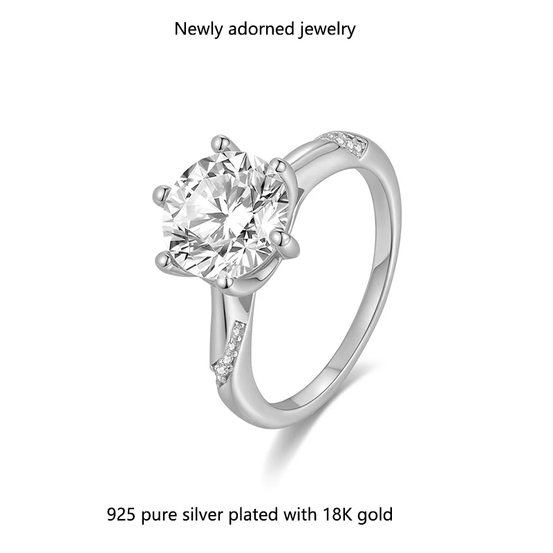 

Luxury fashion ring, S925 silver wedding ring for women, gift, 0.5/1/1.5 carat moissanite ring, cross-border bestseller