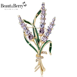 Beaut&Berry Rhinestone Ear of Wheat Brooches for Women Unisex Plant Pins 3-color Available Casual Party Accessories Gifts
