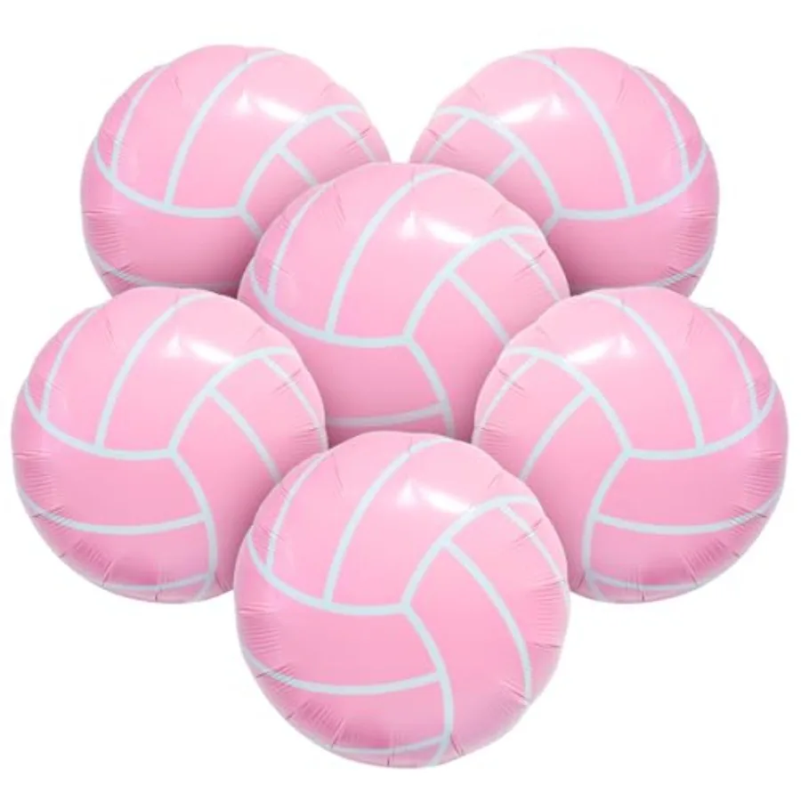 6pcs 18" Pink Volleyball Balloons Volley Ball Balloon Girl Sports Balloons for Volleyball Birthday Party Decoration Volleyballs