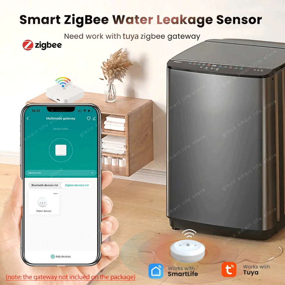 ZigBee Wasser lecks ensor Detektor Tuya Leckage sensoren Smart Life Home Automation Hochwasser erkennung für Alexa, Google Home