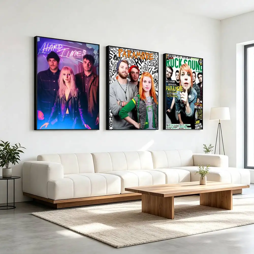 p-Paramore Pop-Punk B-Band  Poster Waterproof Wall Art Sticker For Bar Living Room Vintage Decor High Quality Print Gift