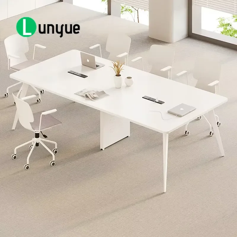 Bamboo Commercial Conference Table Rectangular Modern Staff Meeting Training Bench Large Administrative Desk for Office