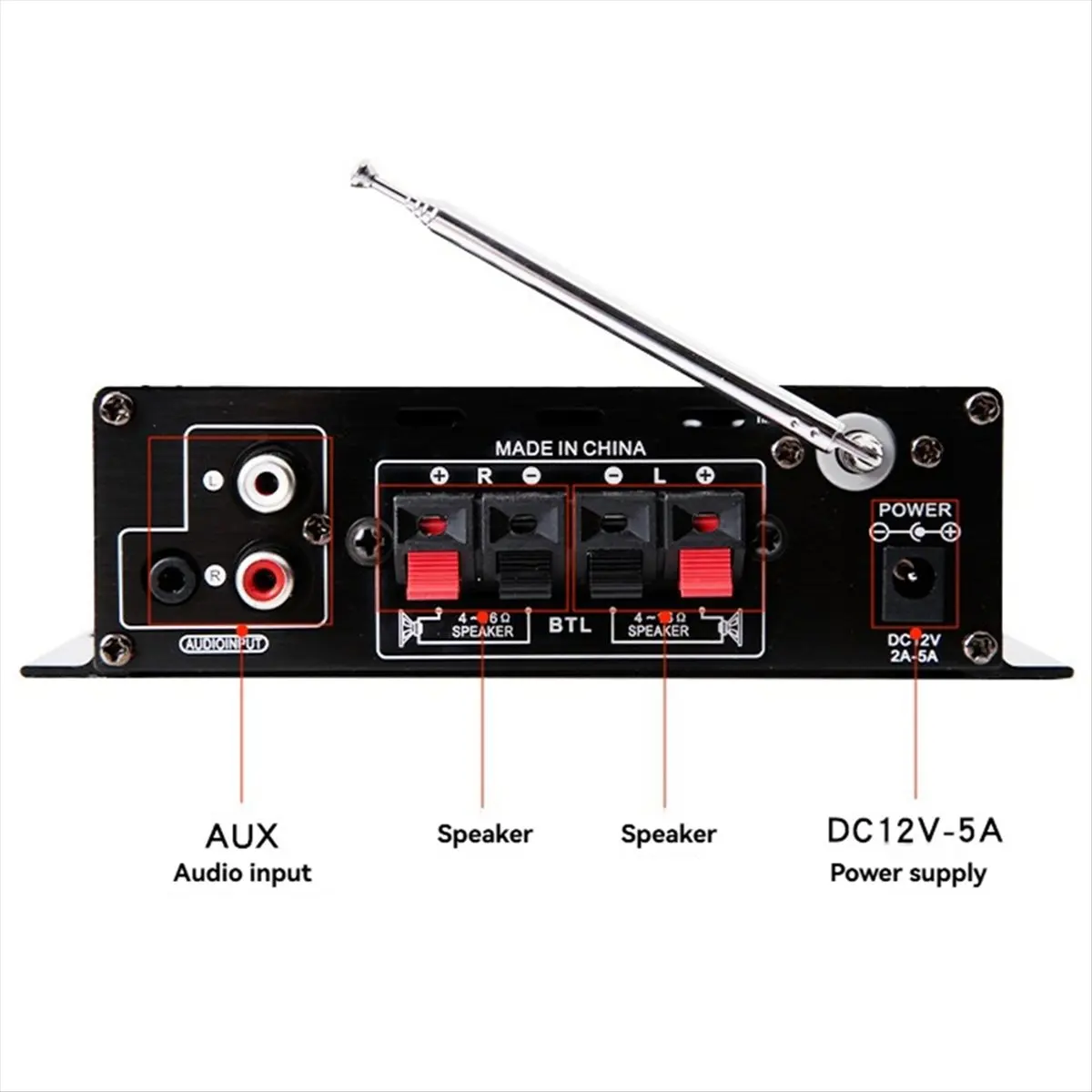 Punctual- AK-380 Bluetooth Audio Power Amplifier 2.0 CH Bluetooth Receiver Speaker Amp USB SD AUX Input with Power US PLUG