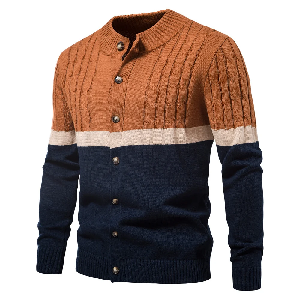 

Men's Sweater Stitching with Buttons Cardigan Winter Color Thicken Cotton High Quality Fashion Male