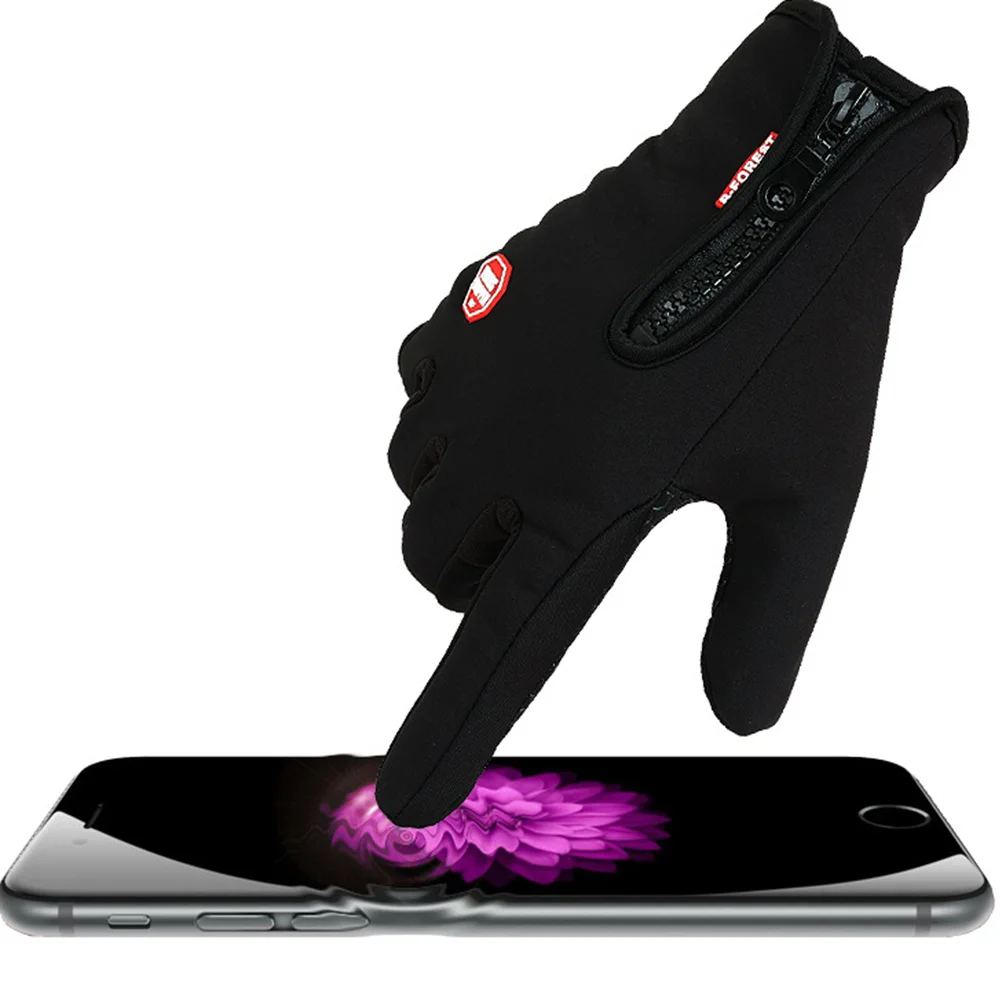 Touch Screen Warm Gloves Black Large For Men Women Windproof Anti-Slip Cold Weather Cycling Riding Driving Gloves