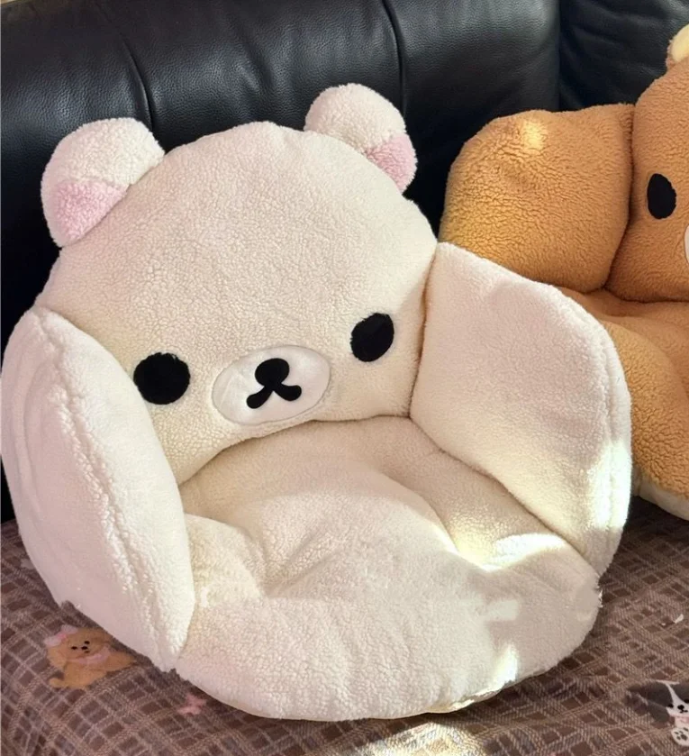 Japanisches Kawaii Rilakkuma Winter All-Inclusive Kissen, Tatami-Sitzkissen, warmes, dickes Samt-Sitzkissen, warmes Autositzkissen, Geschenk – Detail 3