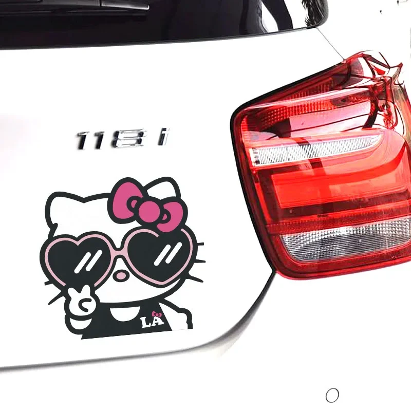 Sanrio Cute Kawaii Cartoon Hello Kitty Motorcycle Car Window Body Scratch Cover Decorative Stickers Wholesale