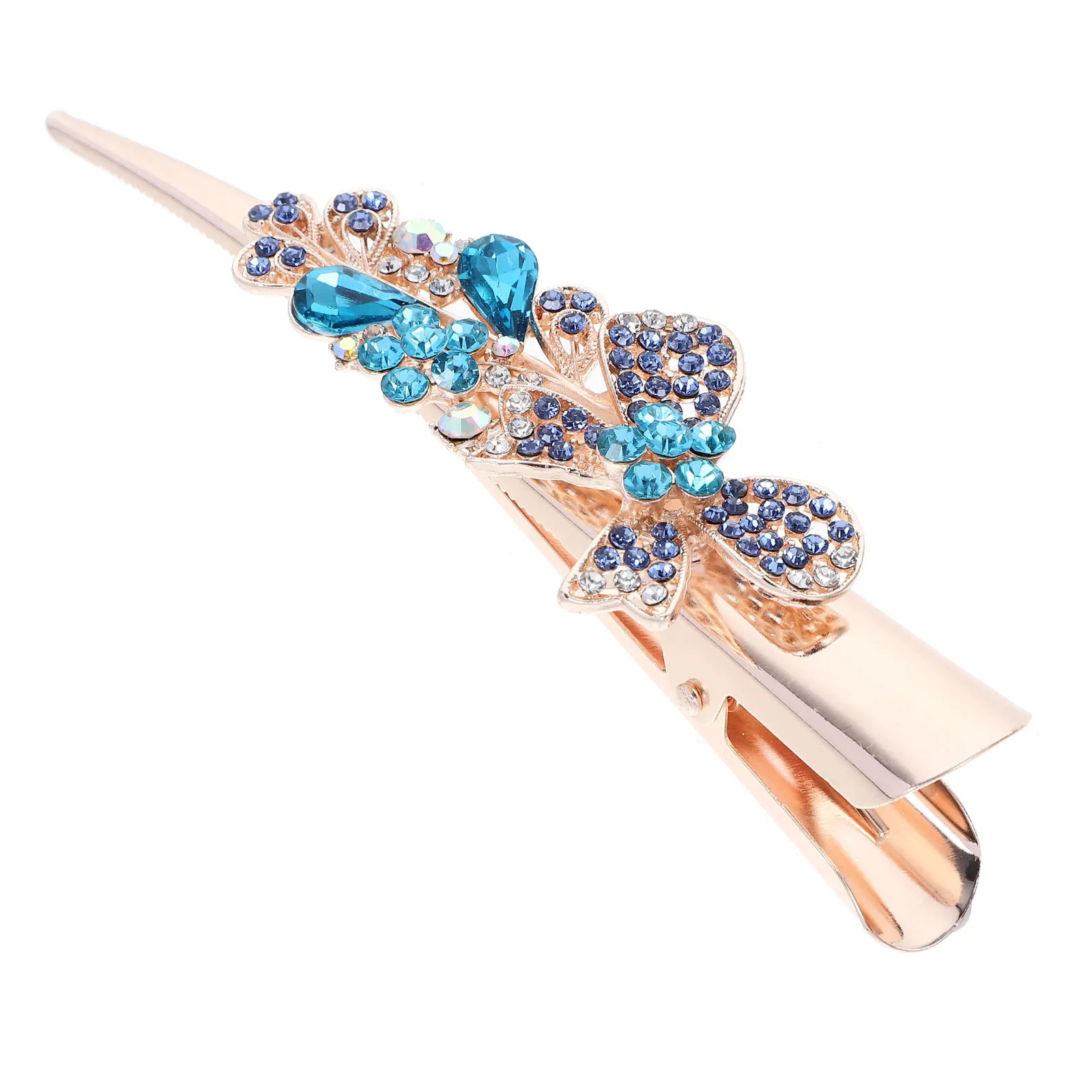 

Crystal Horn Hair Clips Large Purple Rhinestone Vintage Metal Hairpin Accessories Women Daily Party Hair Decoration Fixing Clip