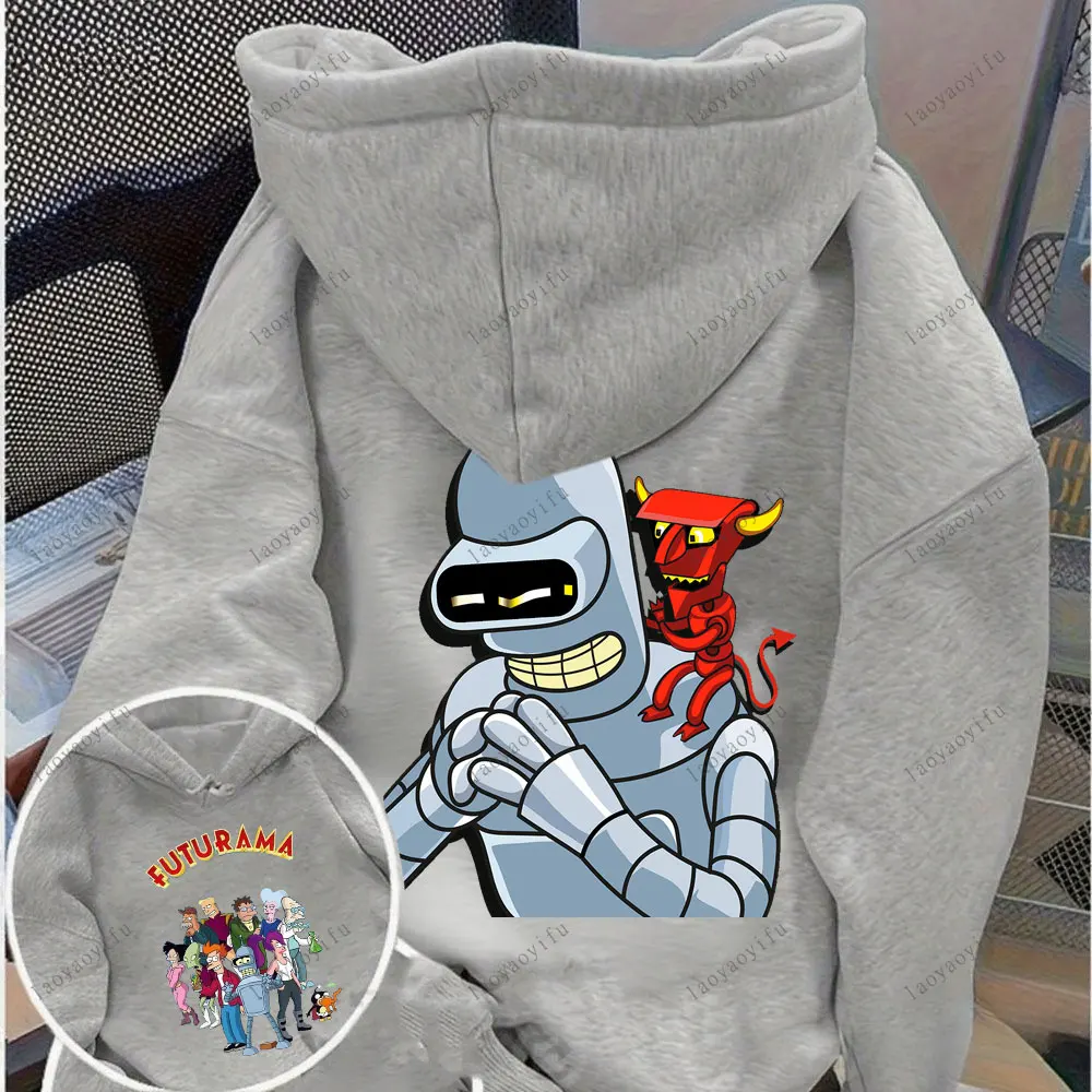 Futurama Hoodie Funny Robots Men Hoodie Cartoon Pullover Unisex Long Sleeve Hoodie Streetwear Harajuku Pullover