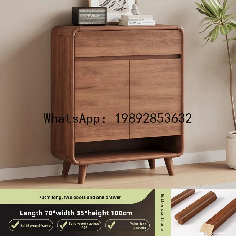 YFY Walnut Color Solid Wood Shoe Cabinet for Home Entrance Hallway Cabinet Balcony Large Capacity Storage Cabinet New Model