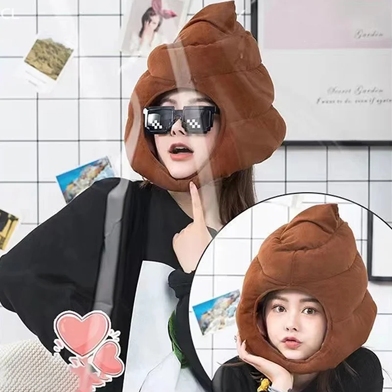

Creative Cute Shit Shape Plush Hat Stuffed Toy Funny Fake Poop Full Headgear Cap Gag Gift Cosplay Party Photo Props