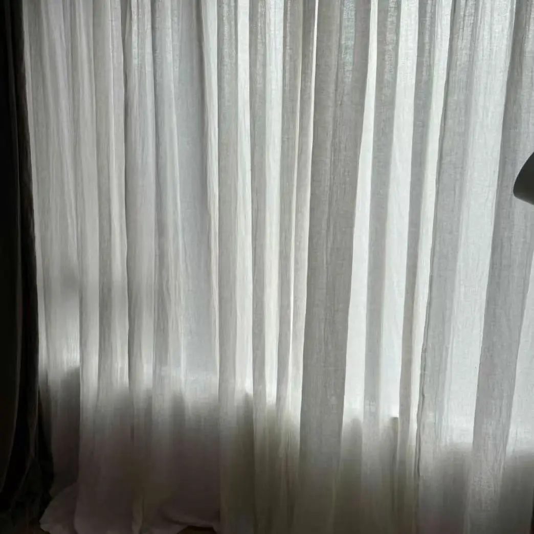 

100% Linen White Yarn Curtain Window Tulle Curtains For Living Room Kitchen Modern Window Treatments Voile Curtains Cortains