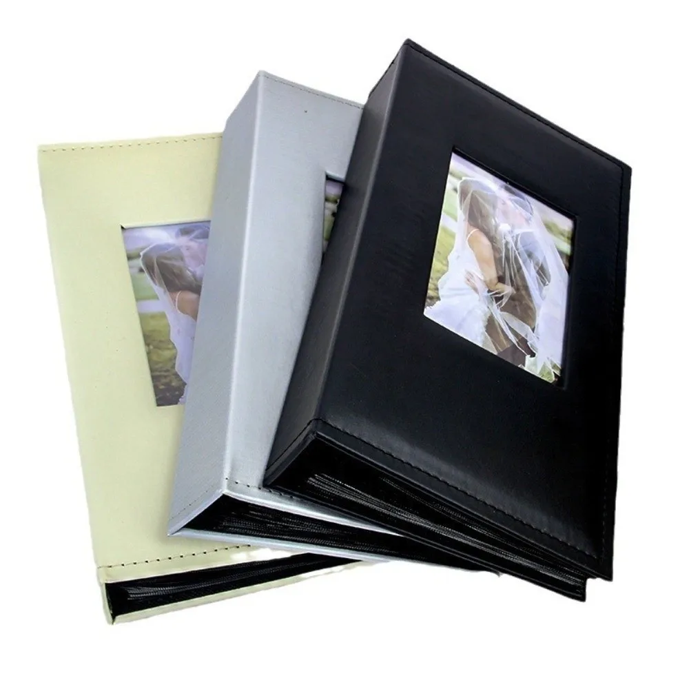 Album photo 4R 6 pouces, 300 pochettes, pages intérieures noires, grande capacité, album de rangement pour photos, couverture en cuir PU, livre de souvenirs photo