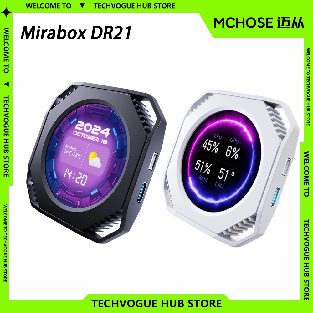 Mirabox DR21 Synchronous Display Case Secondary Screen Monitoring Water-Cooled Screen 2.1-Inch Customized Computer Accessories