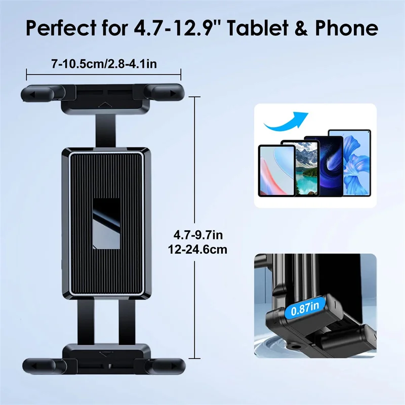 Suporte do telefone do carro de alumínio resistente broca base painel montagem 360 ajustável 2 estágios suporte para iphone ipad