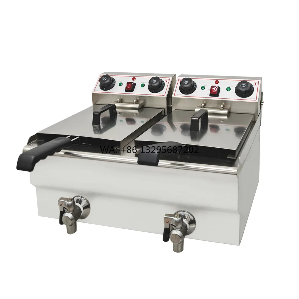 

Коммерческая фритюрница PZ102V, электрическая фритюрница с двойным баком и корзиной, двойная масляная фритюрница из нержавеющей стали