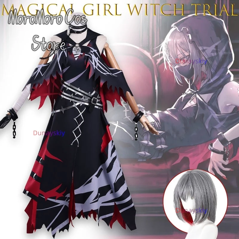 ‌ Disfraz de Cosplay de Shitou Arisa de Magical Girl Witch Trial, Vestido sin Mangas con Varita, Traje de Anime para Halloween, Comic Con y Fiestas ‌ ‌ ‌