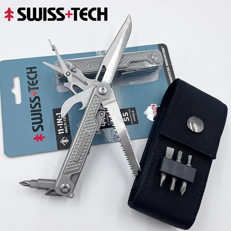 

SWISS TECH 11 in 1 Mini Multitool Knife Scissors Screwdriver EDC Outdoor Survival Multi-functional Tools